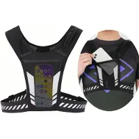 Unyqoos Gilet de course – réfléchissant, respirant, avec poche pour téléphone (renforcement balistique), bretelles réglables et sifflet de signalisation, idéal pour la course à pied et le vélo