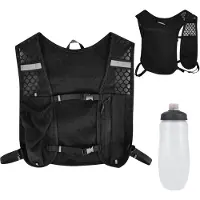 Unyqoos Gilet de course réfléchissant ultraléger avec une gourde de 500 ml (TPU, sans BPA ni PVC) – Unisexe, polyester, 4 sangles de poitrine réglables, poches zippées