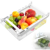 Unyqoos : organisateur de réfrigérateur réglable – bac de rangement transparent, suspendu, en PET et ABS, de 30 à 40 cm, avec fond antidérapant et empilable