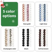 Unyqoos Ensemble de 32 boules de Noël incassables en plastique – Champagne et blanc, brillantes, mates, transparentes, avec crochets de suspension pour sapin de Noël