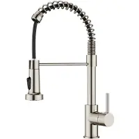 Unyqoos Robinet de cuisine en acier inoxydable avec douchette extractible, 2 types de jets et fonction de rotation à 360° – Mitigeur pour évier, design incurvé élégant