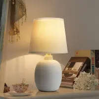 Unyqoos Lampe de table en céramique avec abat-jour en tissu, culot E14, couleur grise – Lampe de table intemporelle pour le salon, la chambre et le bureau, offrant une lumière d'ambiance