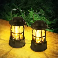 Unyqoos Ensemble de lampes de camping LED , portables et à intensité variable (3 niveaux), éclairage COB à 360°, boîtier ABS étanche IPX4, avec crochet de suspension, autonomie jusqu'à 60 heures