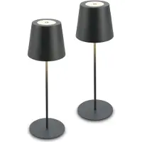 Unyqoos : Lot de 2 lampes de table LED sans fil – Anthracite, variateur tactile (100/50/15%), réglable, USB-C, 2,5 W/200 lm, jusqu'à 15 heures d'autonomie, hauteur réglable, IP44
