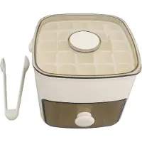 Unyqoos Ensemble de moules à glaçons – 2 bacs + boîte de rangement, en PP de qualité alimentaire, blanc laiteux, capacité jusqu'à 120 glaçons, avec poignées en silicone et couvercle anti-poussière
