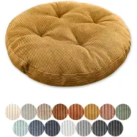 Unyqoos Coussin de sol rond – coussin de siège confortable pour la maison et le bureau, en tissu corduroy, garnissage 100 % coton PP + mousse, antidérapant, disponible en 15 couleurs