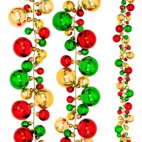 Unyqoos Guirlande de boules de Noël de 1,8 m – 81 boules en plastique incassables, 3 tailles, rouge et or, décoration pour l'intérieur et l'extérieur (arbre de Noël, cheminée, escalier)