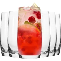 Unyqoos Ensemble de 6 verres à long drink – capacité de 350 ml, verre transparent, adaptés au lave-vaisselle, design élégant et légèrement arrondi, idéal pour la maison et la restauration