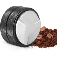 Unyqoos Distributeur de café réglable pour porte-filtre (58 mm) – Acier inoxydable, noir, pour une distribution uniforme du café dans les machines à expresso