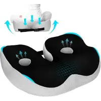 Unyqoos Coussin de siège ergonomique en mousse à mémoire de forme – Forme en U pour soulager le coccyx et le dos, base antidérapante, housse en mesh 3D lavable