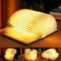 Unyqoos Lampe de lecture LED (pliante) – lumière blanc chaud, USB-C, batterie de 2500 mAh, autonomie de 6 à 8 heures, bois d'érable nord-américain et papier Dupont étanche