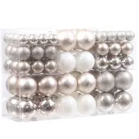 Unyqoos Ensemble de 100 boules de Noël incassables , en plastique, de 30 à 60 mm, brillantes, mates et texturées, sans danger pour les enfants et les animaux domestiques, avec boîte cadeau