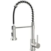 Unyqoos Robinet de cuisine extractible – 2 types de jets, pivotant à 360°, en acier inoxydable, extractible jusqu'à 45 cm, cartouche en céramique