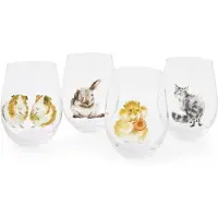 Unyqoos : Lot de 4 verres à boire de 550 ml – Verres élégants avec un motif artistique unique, fabriqués à la main