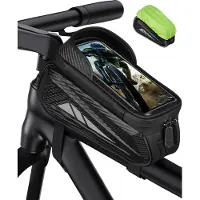 Unyqoos Sacoche de vélo étanche avec écran tactile TPU (0,3 mm) sensible, en EVA/PU, d'une capacité de 1,2 L – pour smartphones jusqu'à 7 pouces, réfléchissante, avec double fermeture éclair