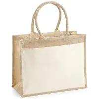 Unyqoos Sac fourre-tout – 100% jute enduite, modèle 427 (42 x 33 x 19 cm, 21 L) et W425 (26 x 22 x 14 cm, 6 L), poignées de 55/35 cm, disponible en quantités de 1 à 25 pièces