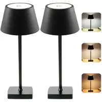 Unyqoos Lampe de table LED sans fil – Métal, batterie 3000 mAh, variateur tactile, lumière blanc chaud, indice de protection IP54, éclairage à 360° pour intérieur et extérieur