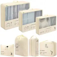 Unyqoos Ensemble de 7 cubes de rangement – Organiseurs de valise en polyester avec surface en mesh et fermetures éclair de compression pour un rangement optimisé et organisé
