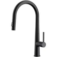 Unyqoos Robinet de cuisine – finition noir mat, douchette rétractable de 40 cm, rotation à 360°, fonction à 2 jets, alliage de zinc, économie d'eau allant jusqu'à 40 %