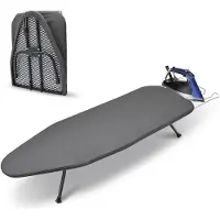 Unyqoos : planche à repasser pliable avec support mural – structure en acier au carbone, housse 100% coton, pieds antidérapants et support pour fer à repasser, gain de place