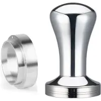 Unyqoos : Tamper pour expresso de 51 mm en acier inoxydable 304, avec un anneau de dosage en aluminium magnétique, design ergonomique, compatible avec les porte-filtres de 51 mm