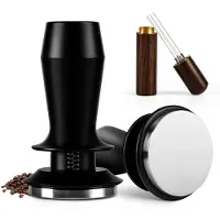 Unyqoos : Tamper réglable pour café, compatible avec les filtres de 51 mm – Double ressort, base en acier inoxydable 304, manche en aluminium et aiguille de répartition