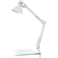 Unyqoos Lampe de bureau blanche – Style rétro industriel, tête et bras réglables, pince de fixation robuste, compatible E27 jusqu'à 40 W, acier/plastique