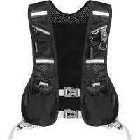 Unyqoos Gilet de course réfléchissant et réglable avec système d'hydratation – 7 poches, tissu en nylon/polyester résistant et respirant, unisexe