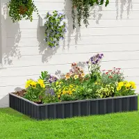 SUGIFT Jardinière surélevée en acier XL, montage sans outils, bac à fleurs modulaire DIY, gris foncé | 258 x 90 x 30 cm | 10,5 kg | résistante aux intempéries