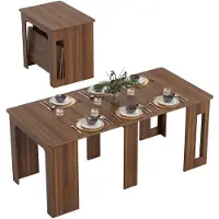 HOMCOM Table à manger pliante et extensible, table de cuisine, table d'appoint, marron