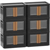 Markenlos Boîtes en plastique, 32 L, transparentes, grandes, lot de 6, noires