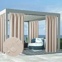 OEM Lot de 2 rideaux occultants 225 x 140 cm, en coton beige, pour le salon et la chambre à coucher