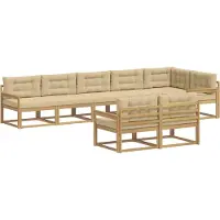 vidaXL Ensemble de canapés d'extérieur , 6 pièces, blanc et beige, en polyester