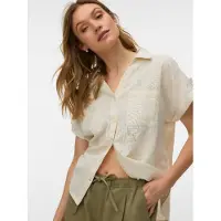 Vero Moda Thilde Short Sleeve Shirt Beige XS Femme