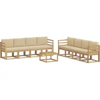 vidaXL Ensemble de salon de jardin 9 pièces, blanc et beige