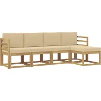 vidaXL Ensemble de salon de jardin 5 pièces, blanc et beige