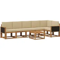 vidaXL Ensemble de salon de jardin , 7 pièces, en polyester naturel et beige