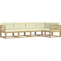 vidaXL Ensemble de salon de jardin 4 pièces, blanc et crème, en polyester