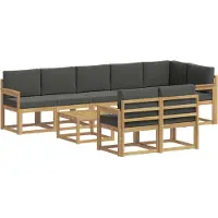 vidaXL Ensemble de salon de jardin , 9 pièces, blanc et anthracite, en polyester