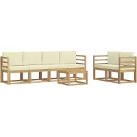 vidaXL Ensemble de salon de jardin 7 pièces, blanc et crème