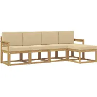 vidaXL Ensemble de salon de jardin 5 pièces, blanc et beige