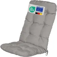 Beautissu Lot de 8 coussins pour fauteuils à dossier haut Flair HL, 120 x 50 x 8 cm, gris clair
