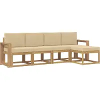 vidaXL Ensemble de salon de jardin 5 pièces, blanc et beige