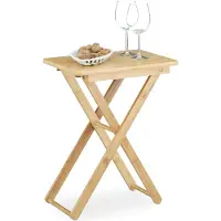 Relaxdays Table d'appoint pliante bambou bois Table pliante rectangulaire HBT petite multifonctionnelle