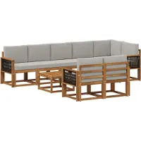 vidaXL Ensemble de salon de jardin , 9 pièces, en polyester naturel et gris clair