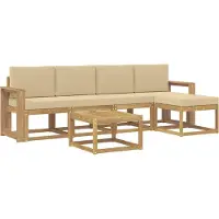 vidaXL Ensemble de salon de jardin 6 pièces, blanc et beige