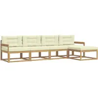 vidaXL Ensemble de salon de jardin 4 pièces, blanc et crème, en polyester