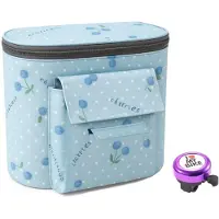 Unyqoos Sacoche de vélo pour enfants , étanche, dimensions 22 x 20 x 14 cm, tissu Oxford, fermeture éclair, fixation à scratch, inclut une cloche de vélo très sonore