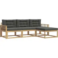 vidaXL Ensemble de salon de jardin 4 pièces, blanc et anthracite, en polyester