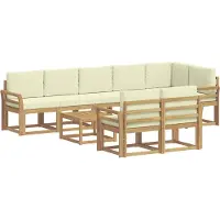vidaXL Ensemble de salon de jardin , 9 pièces, blanc et crème, en polyester